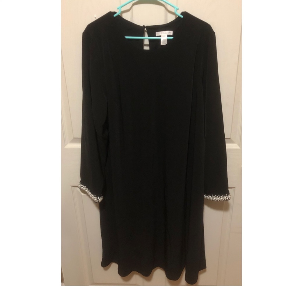 Beaded cuff long sleeve sheath cocktail dress